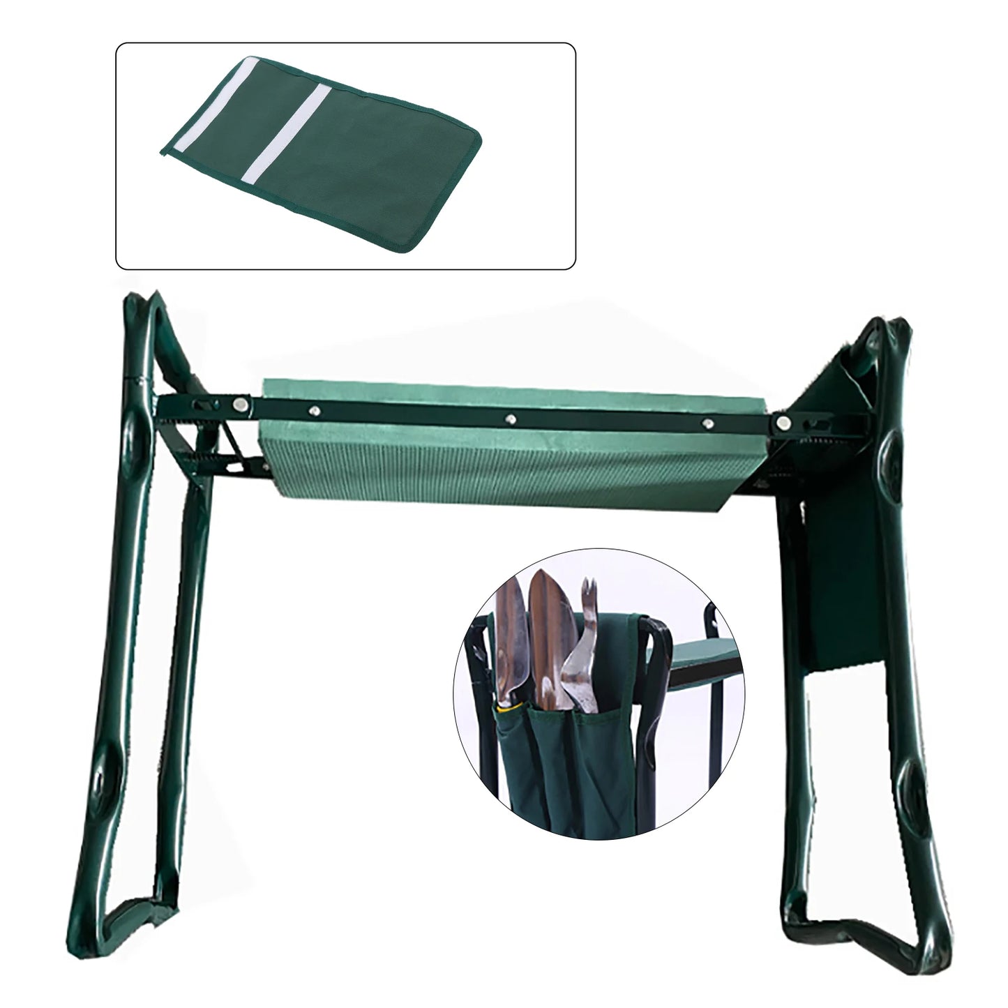 Folding Garden Kneeler Bench Kneeling Soft Eva Pad Seat With Stool Pouch