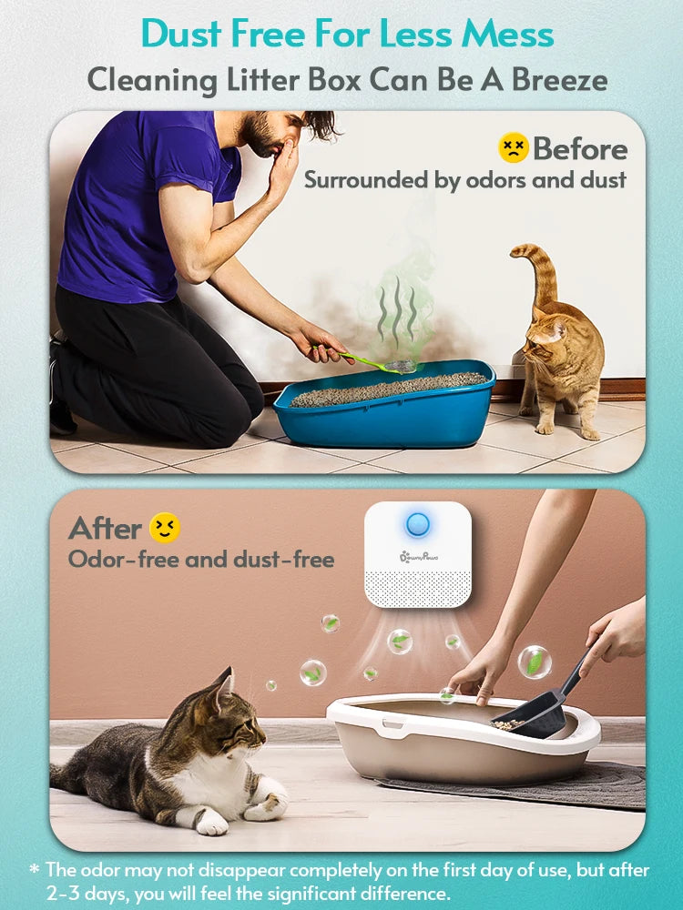 DownyPaws 4000mAh Smart Cat Odor Purifier For Cat Litter Box Deodorizer Pet Toilet Air Purifier Dog Cat Litter Deodorant